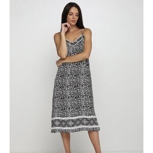 NWT Gap Size Small Cami Dress Pattern Slit Zipper Loose Fit Midi